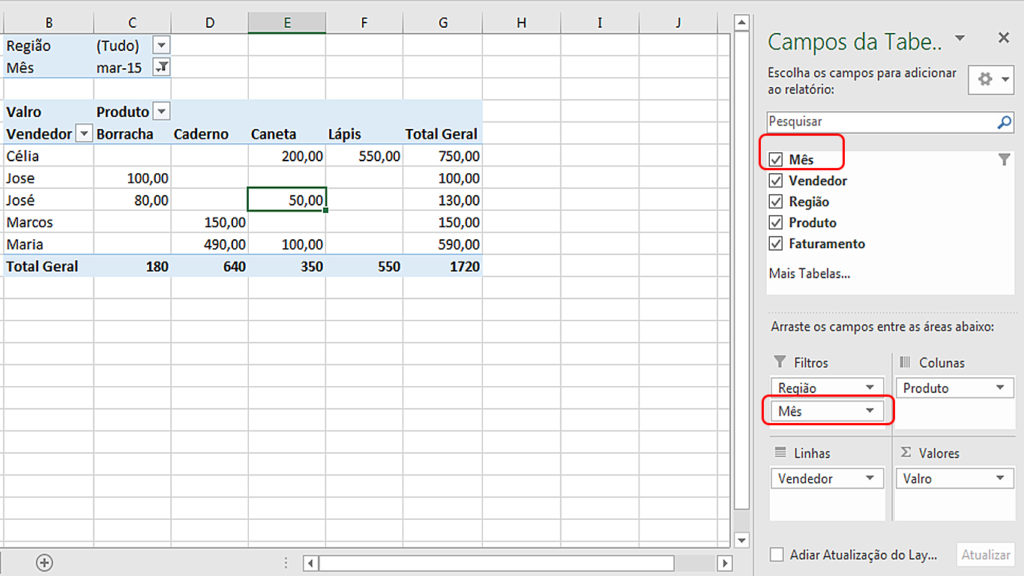Tabela dinâmica no Excel