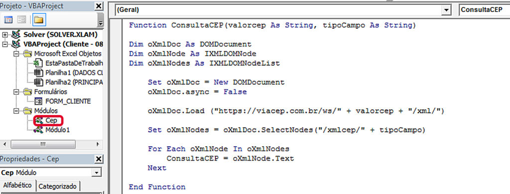 Cadastro cliente em Excel VBA