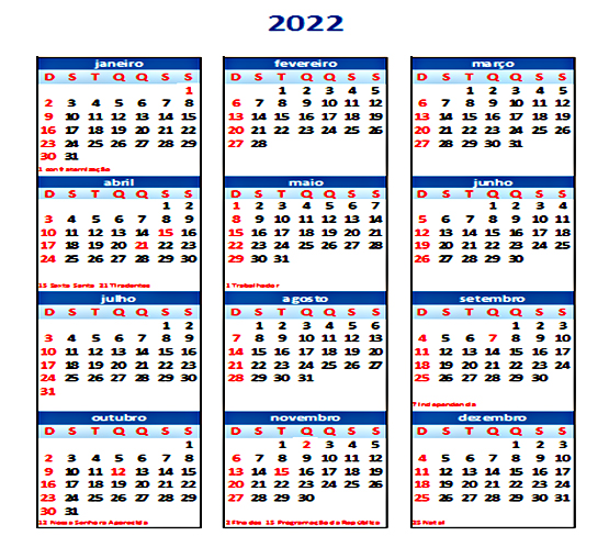 10 de Out, 2021 Calendário com Feriados e Cont. Regressiva - BRA