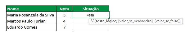 Como usar a função se no Excel