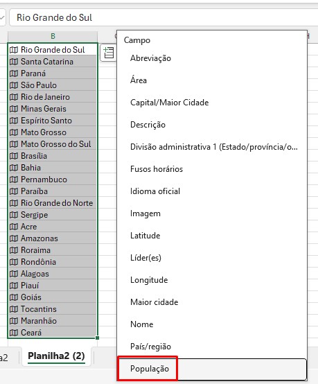 Gráfico de mapas no Excel