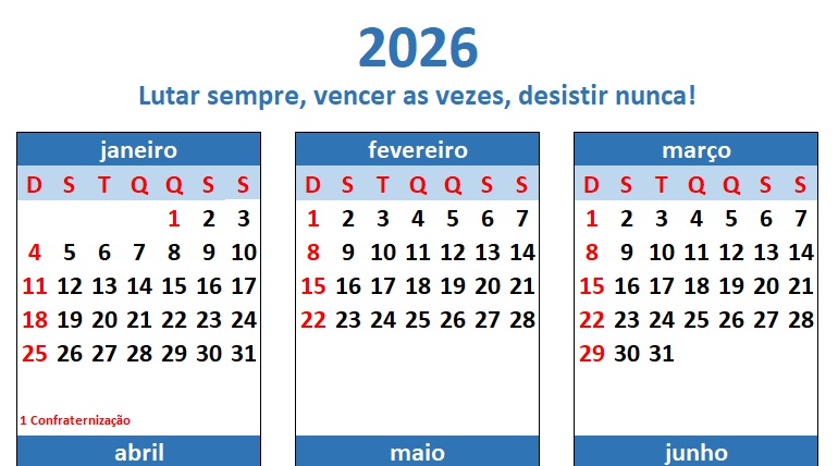 Calendário anual no Excel