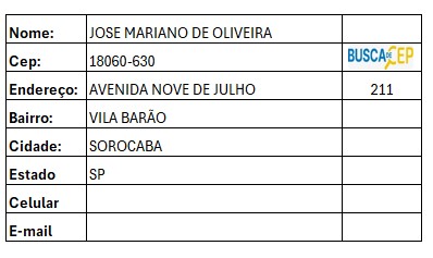 CEP automático no Excel