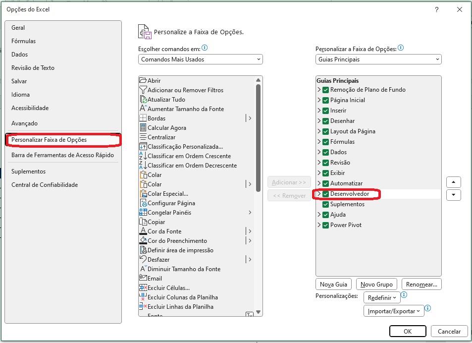 Macros para armazenar dados no Excel